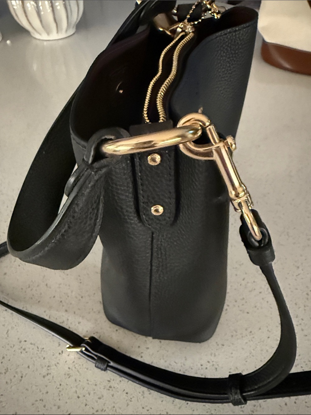 Coach Black Pebbled Leather Bucket Crossbody with Gold Hardware - Picture 4 of 4